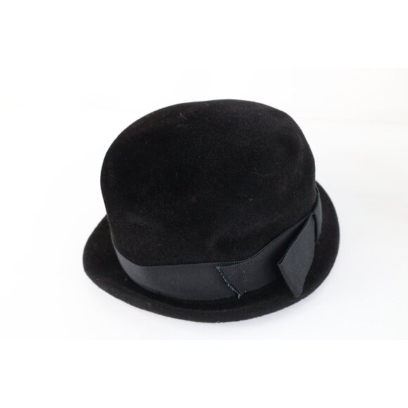 Vtg 50s 60s Streetwear Genuine Animal Fur Cloche Hat Cap Black Womens Medium USA main image 9